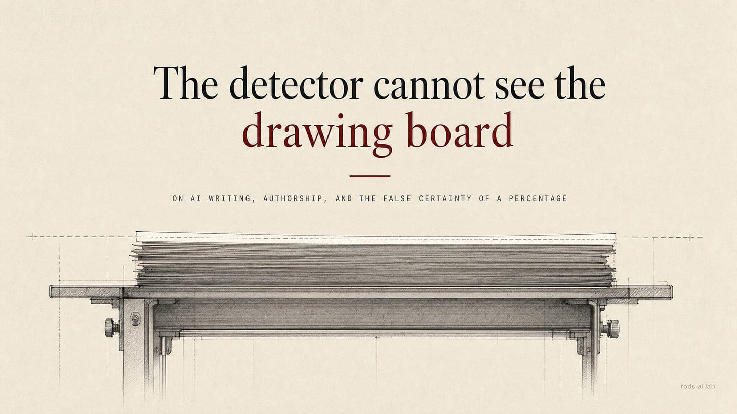 The Detector Cannot See the Drawing Board — Essay from RBDS AI Lab